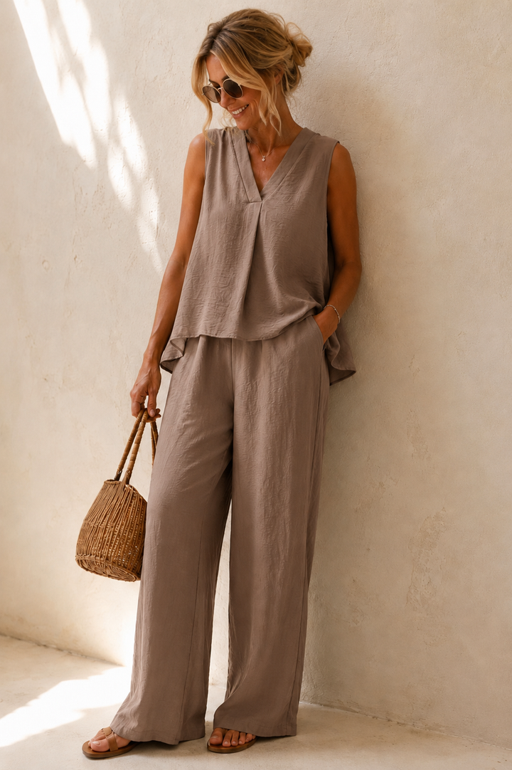 Deja V Neck Co-Ord Mocha
