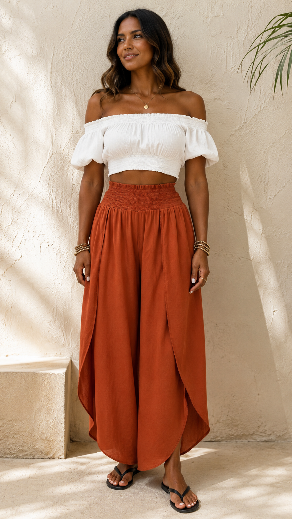 Amelita Split Barrell Leg Trousers Rust