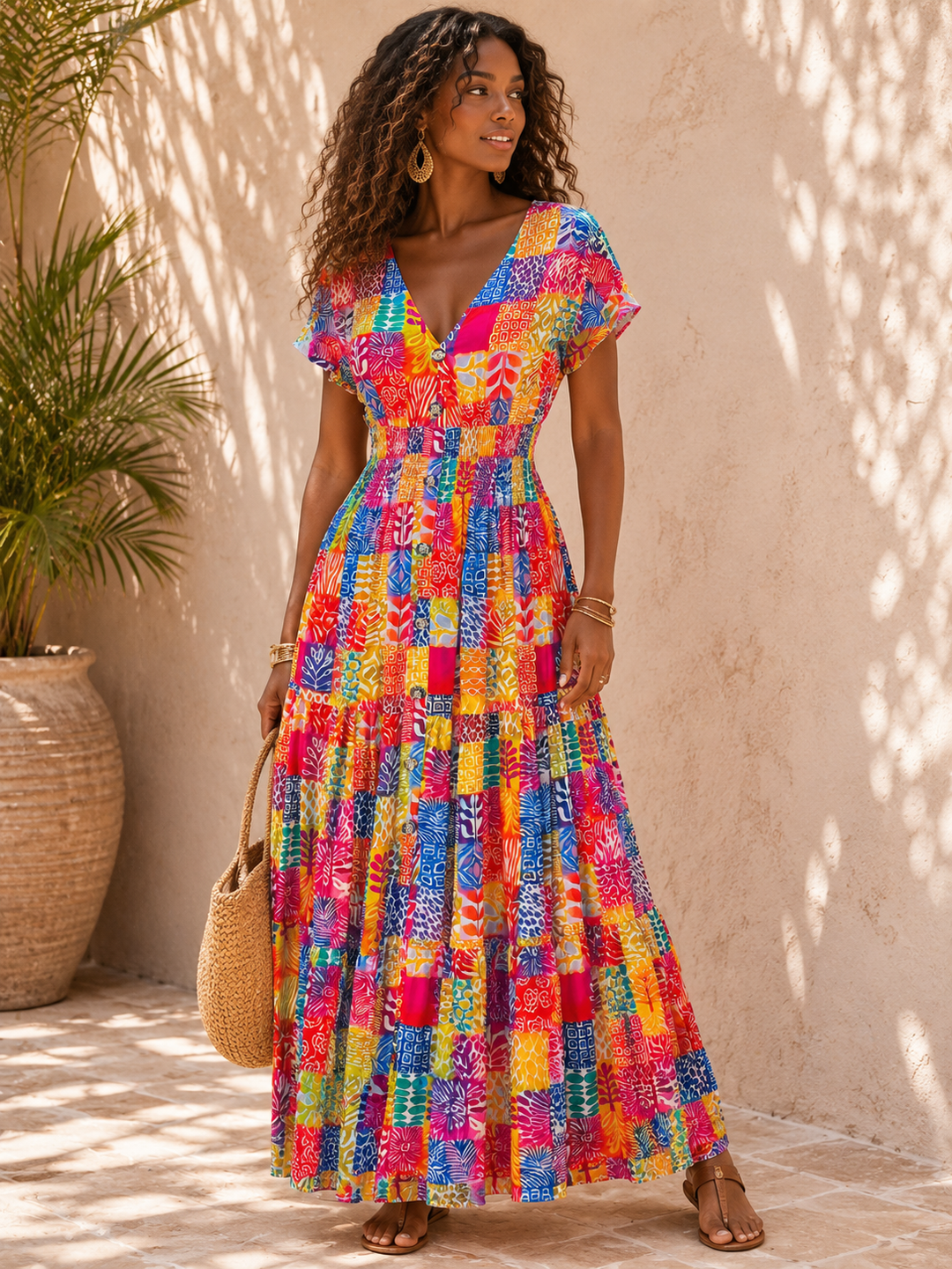 Tropical Patchwork Maxi Dress