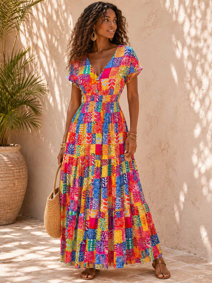 Tropical Patchwork Maxi Dress