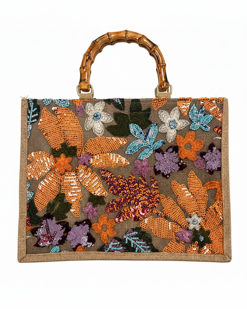 Melba Floral Embellished Bag Apricot