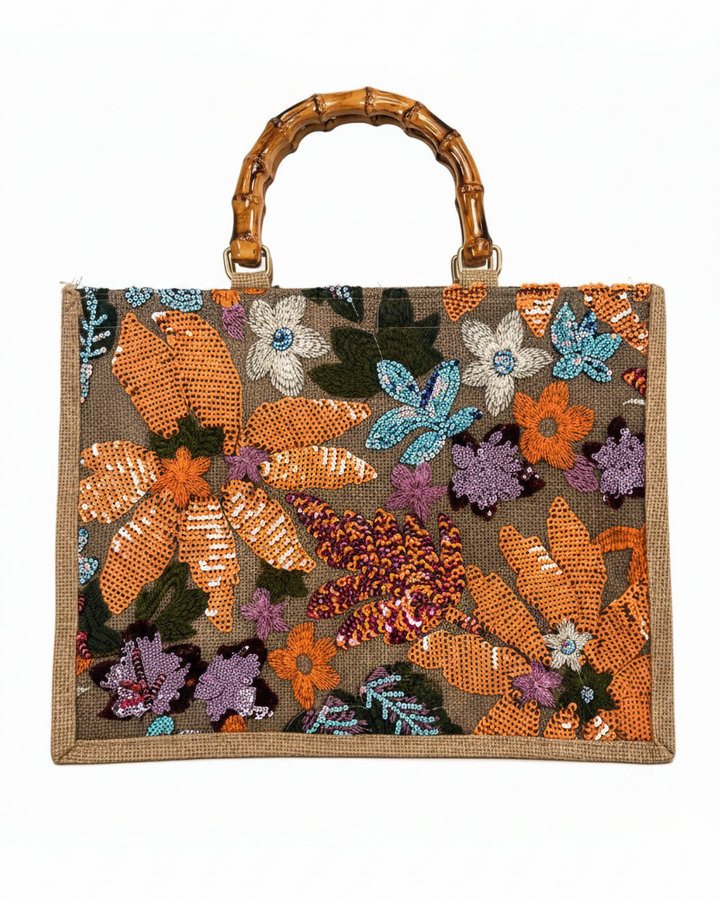 Melba Floral Embellished Bag Apricot