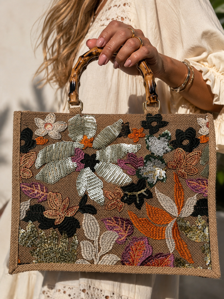 Melba Floral Embellished Bag Sage