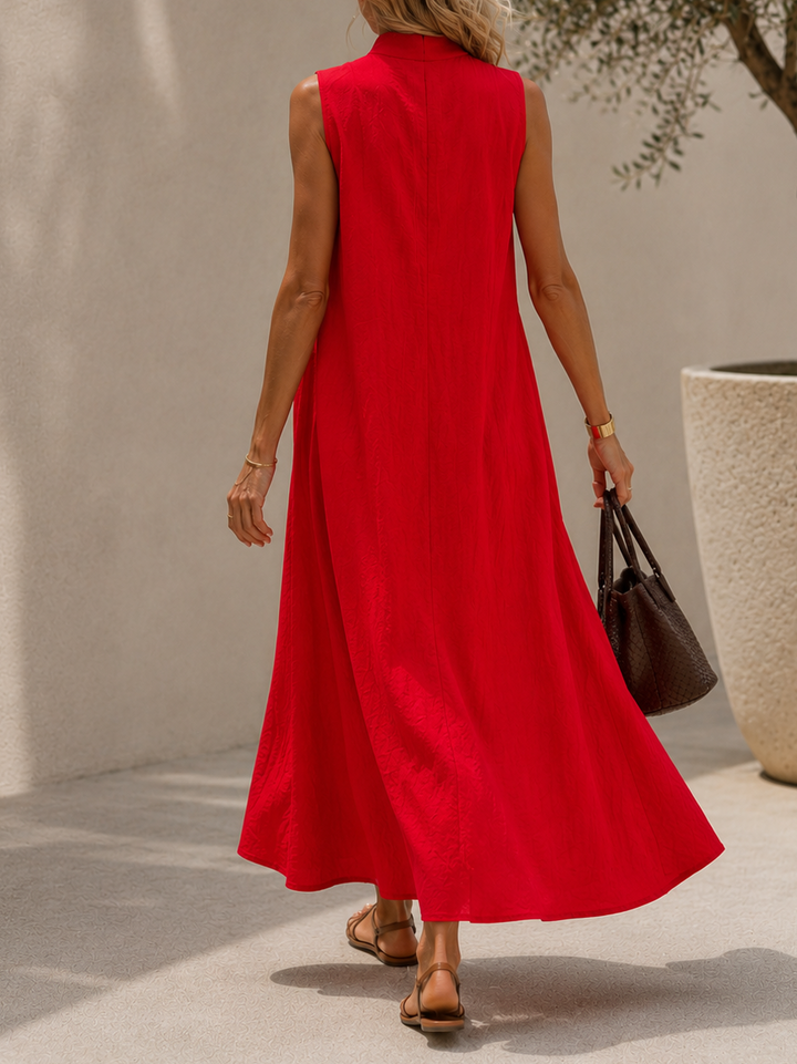 Deja V Neck Maxi Dress Red