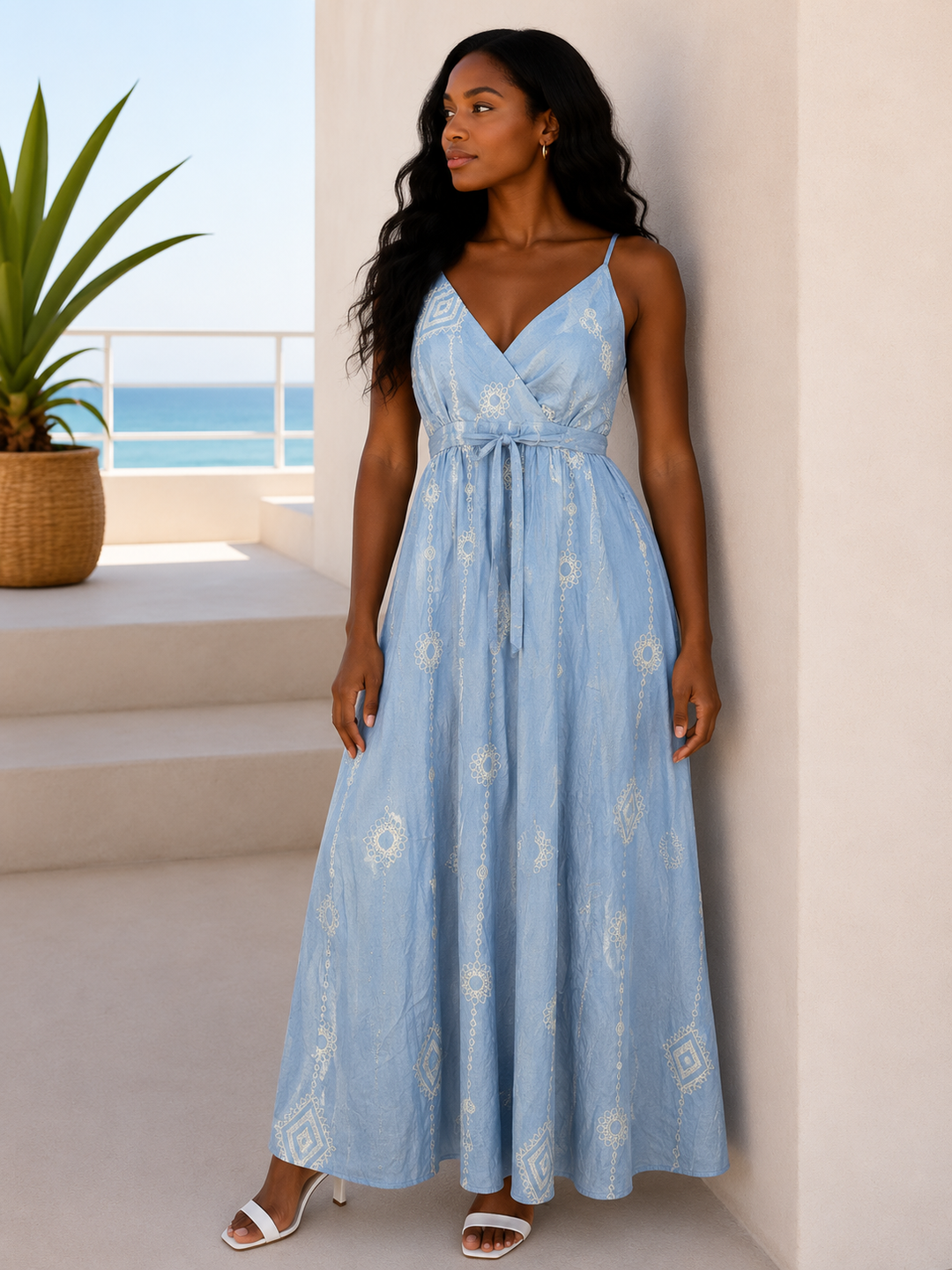 Diamond Charm Maxi Dress Blue