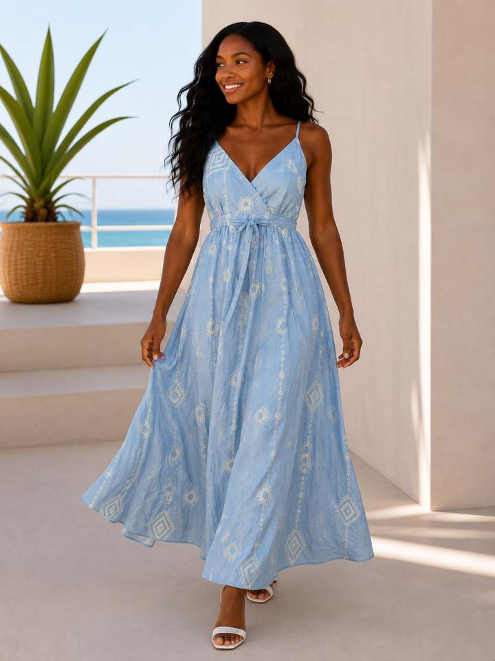 Diamond Charm Maxi Dress Blue