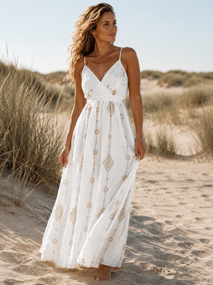 Diamond Charm Maxi Dress White