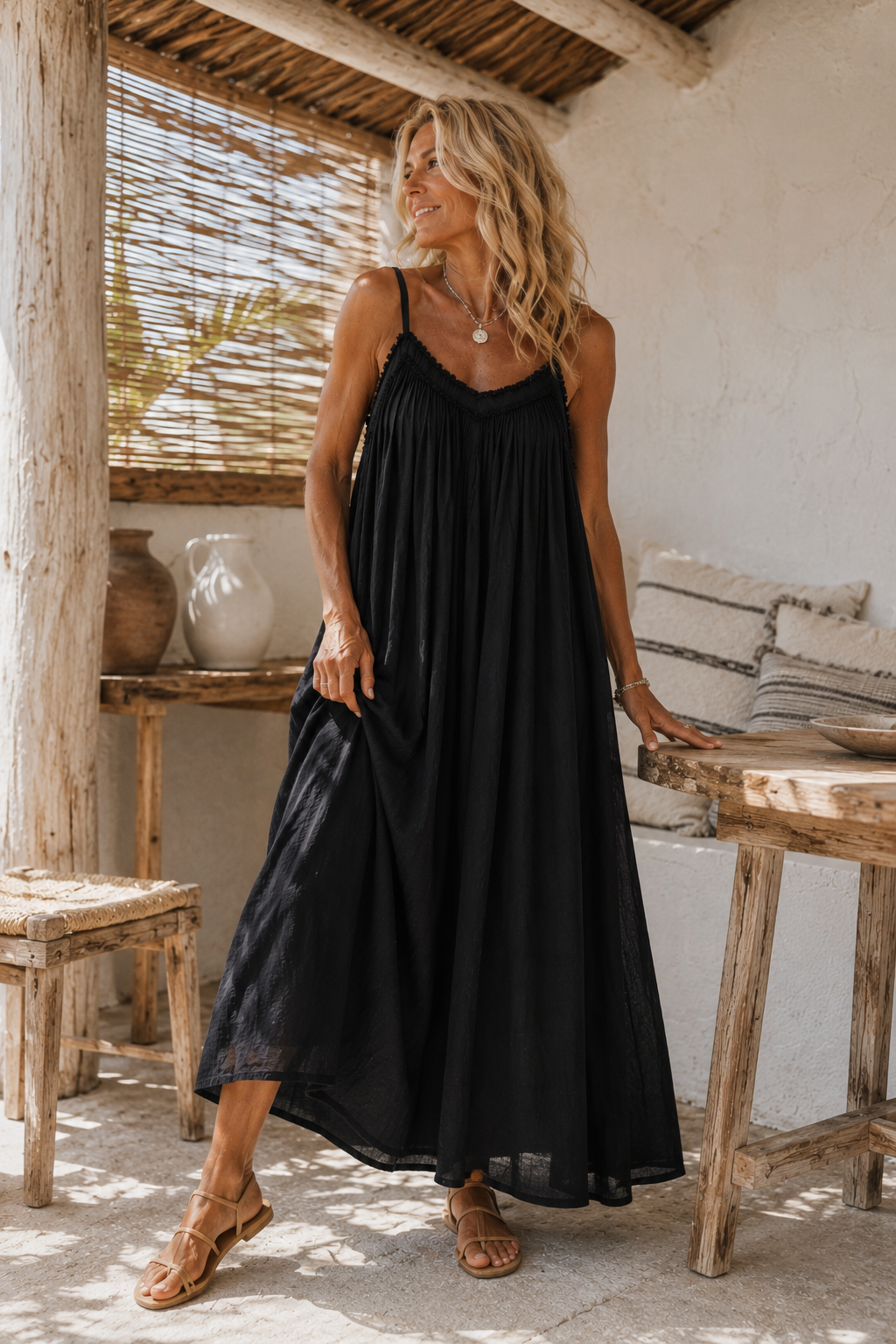 Corina Cotton Maxi Dress Black