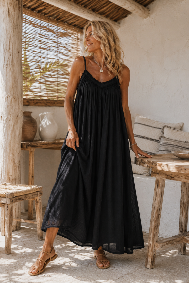Corina Cotton Maxi Dress Black