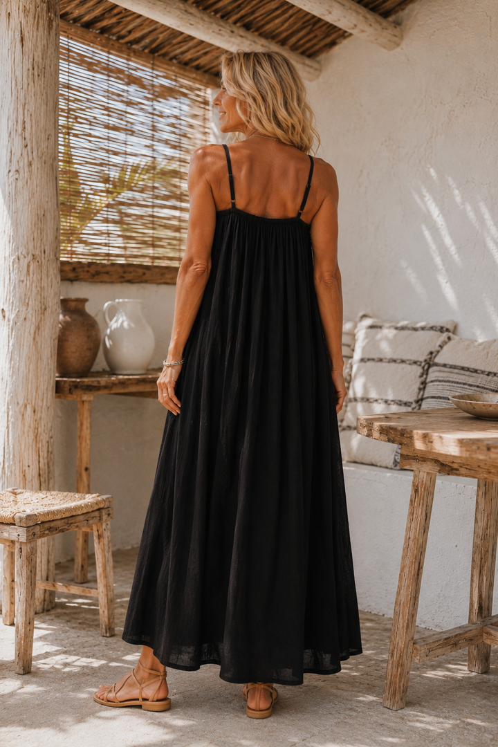 Corina Cotton Maxi Dress Black