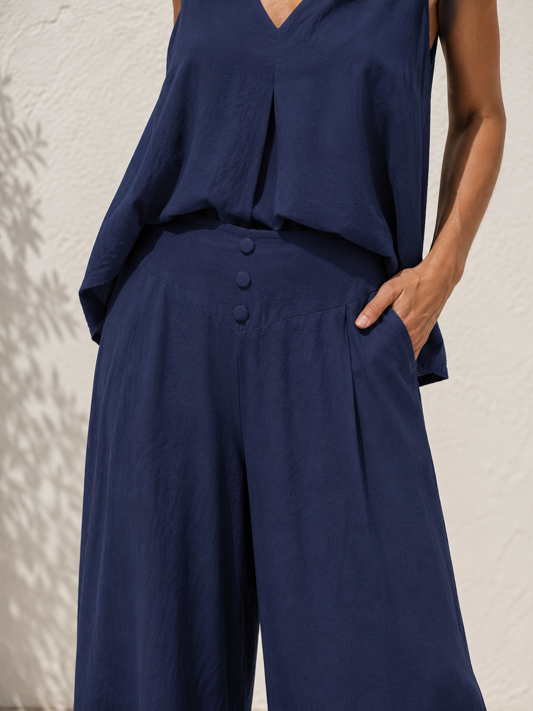 Deja V Neck Co-Ord Navy