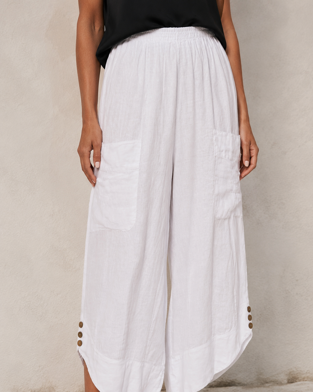 Kayla Linen Cropped Trousers White