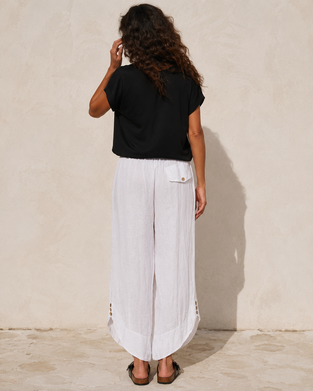 Kayla Linen Cropped Trousers White