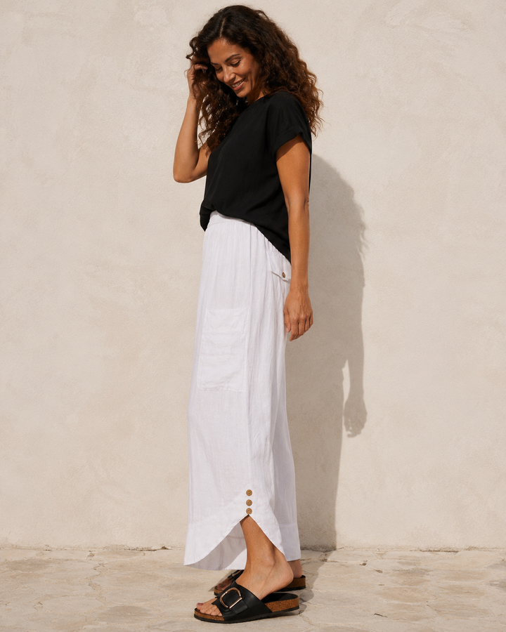 Kayla Linen Cropped Trousers White