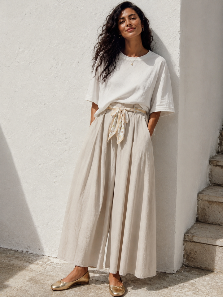 Daisy Tie Culottes Beige