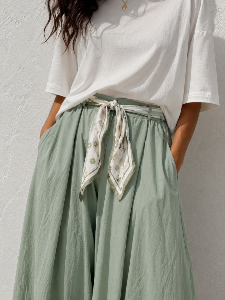 Daisy Tie Culottes Khaki