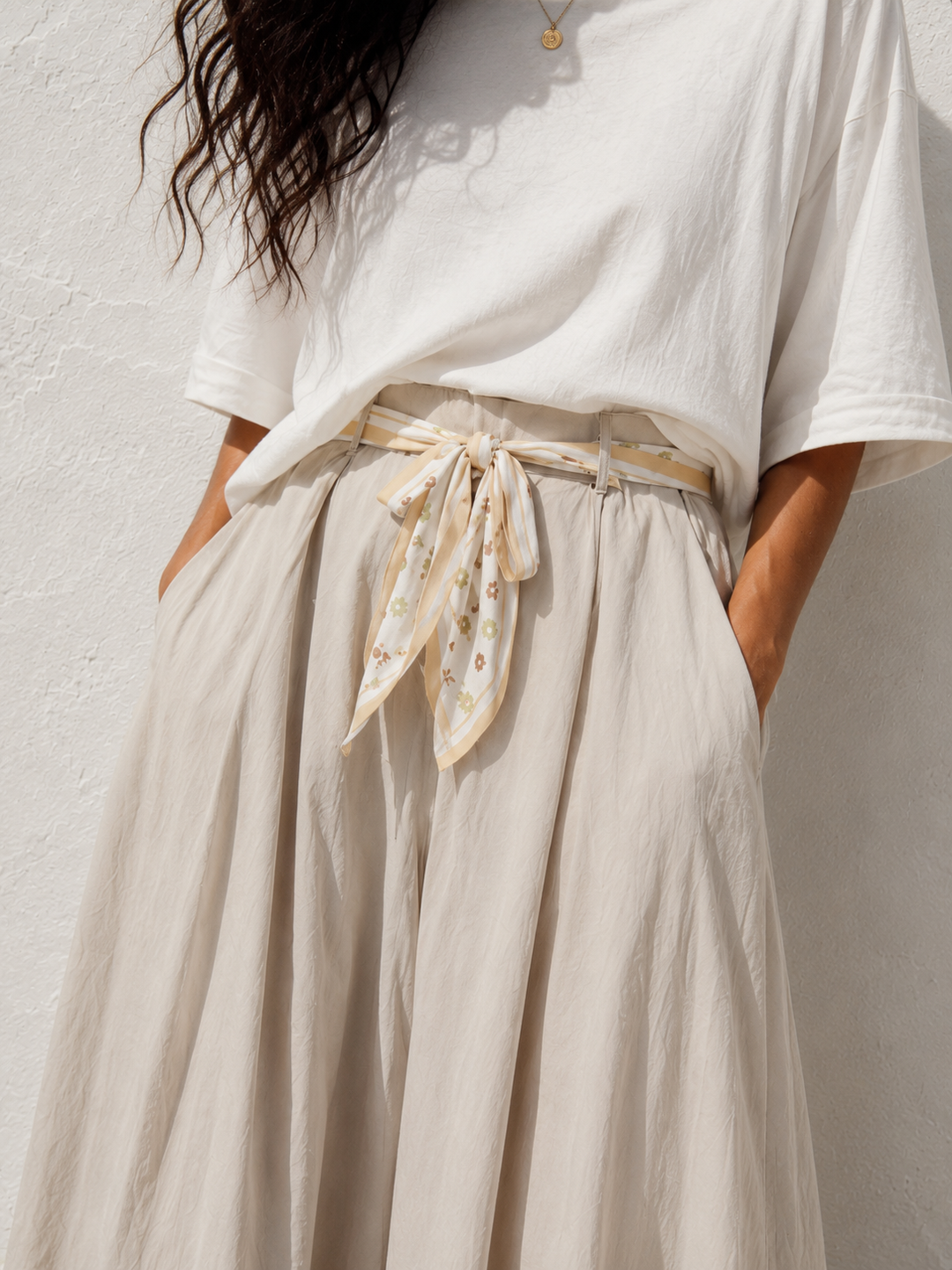 Daisy Tie Culottes Beige