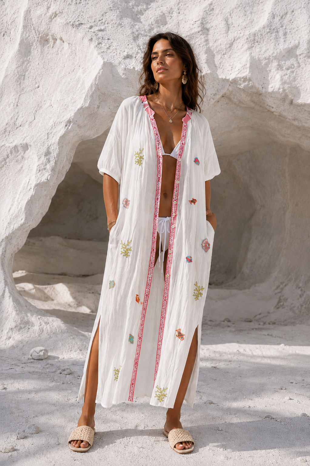 Marina Embroidered Cover-Up Pink