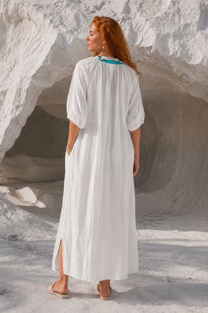 Marina Embroidered Cover-Up Turquoise