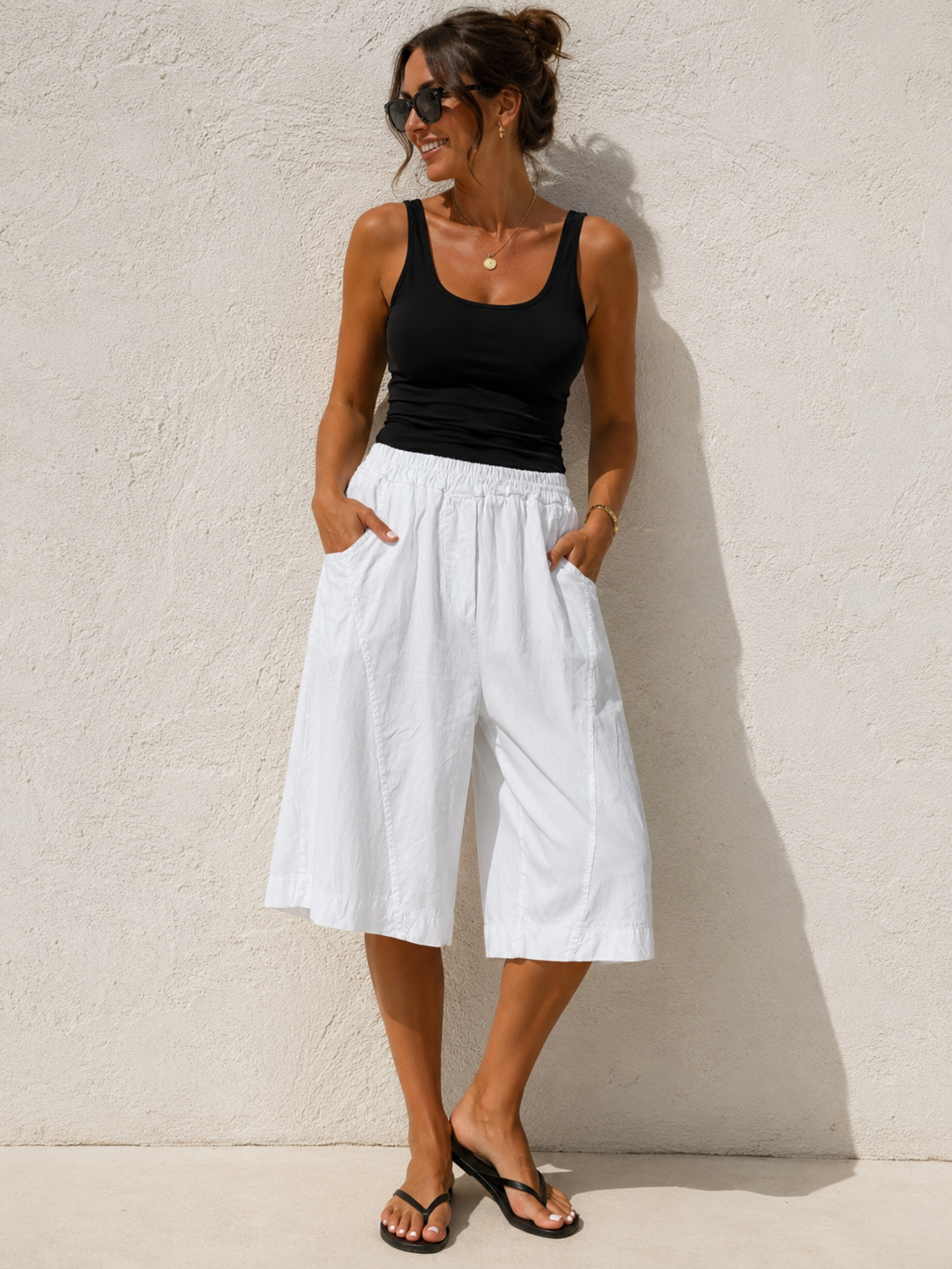 Cia Culotte Style Shorts White