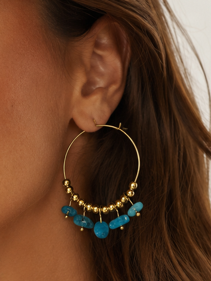 Marbled Blue Hoop Earrings