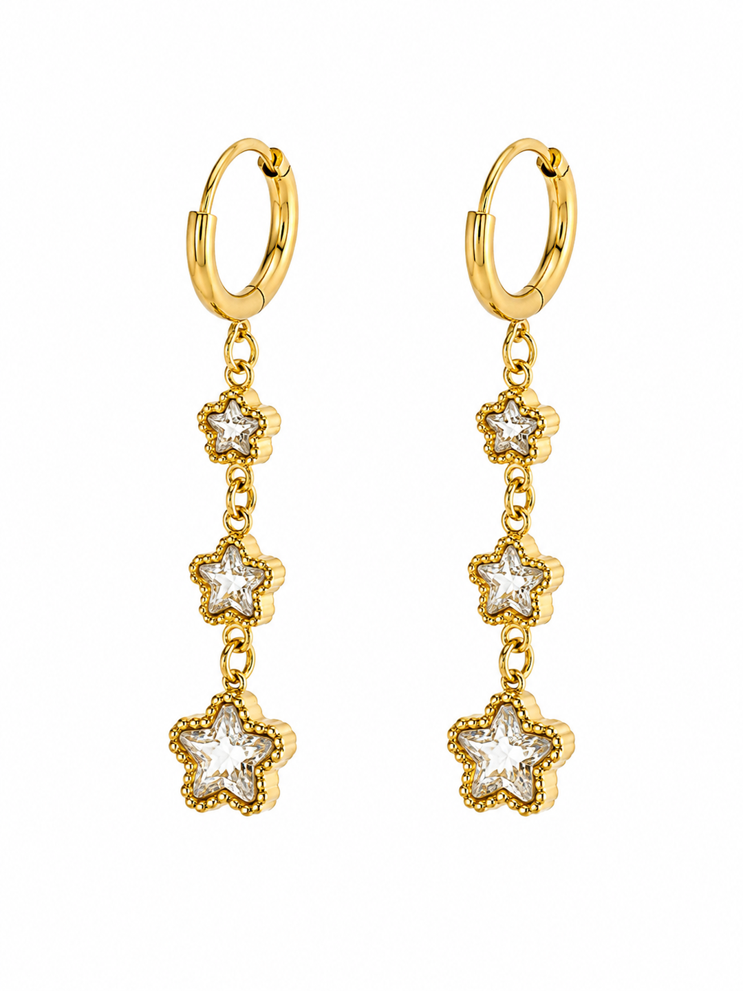 Triple Flower Drop Earring Gold