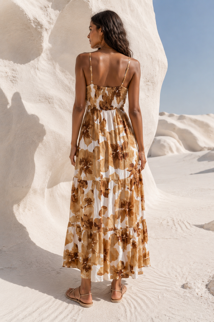 Bria Bloom Maxi Dress Latte