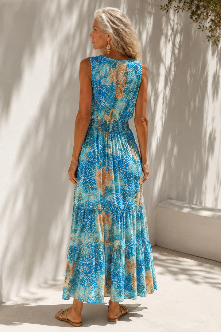 Marbella Batik Maxi Dress Blue