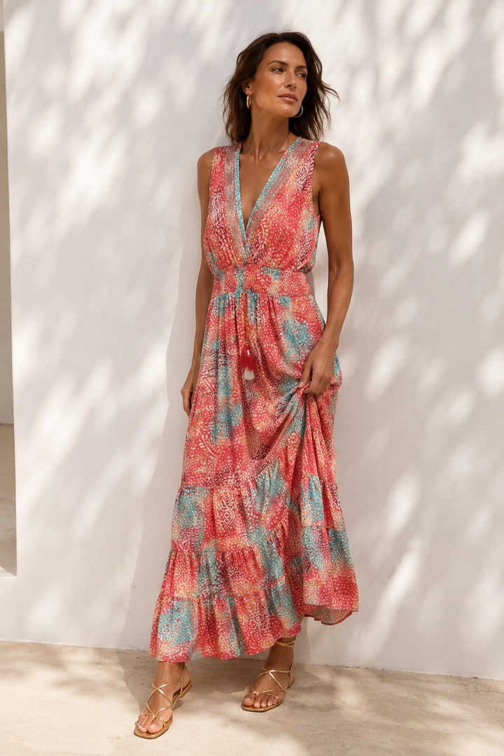 Marbella Batik Maxi Dress Pink