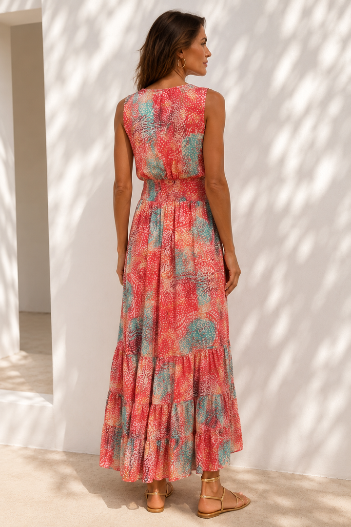 Marbella Batik Maxi Dress Pink