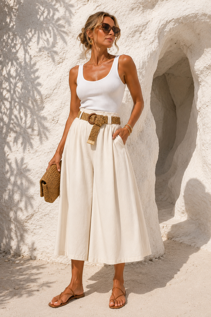 Jasmine Belted Culottes Beige