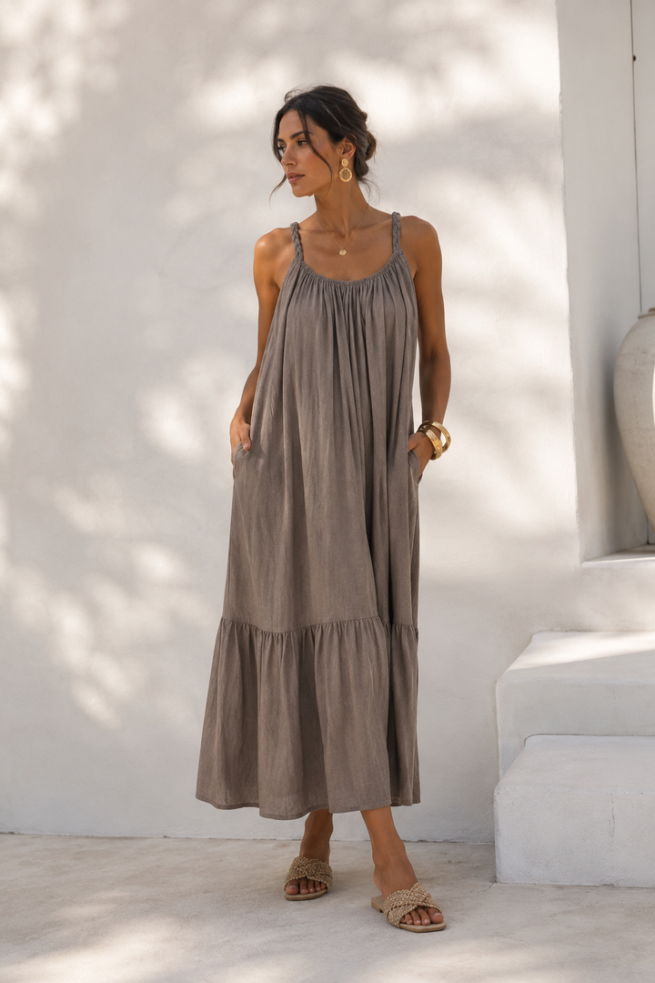 Margot Plait Belt Dress Mocha