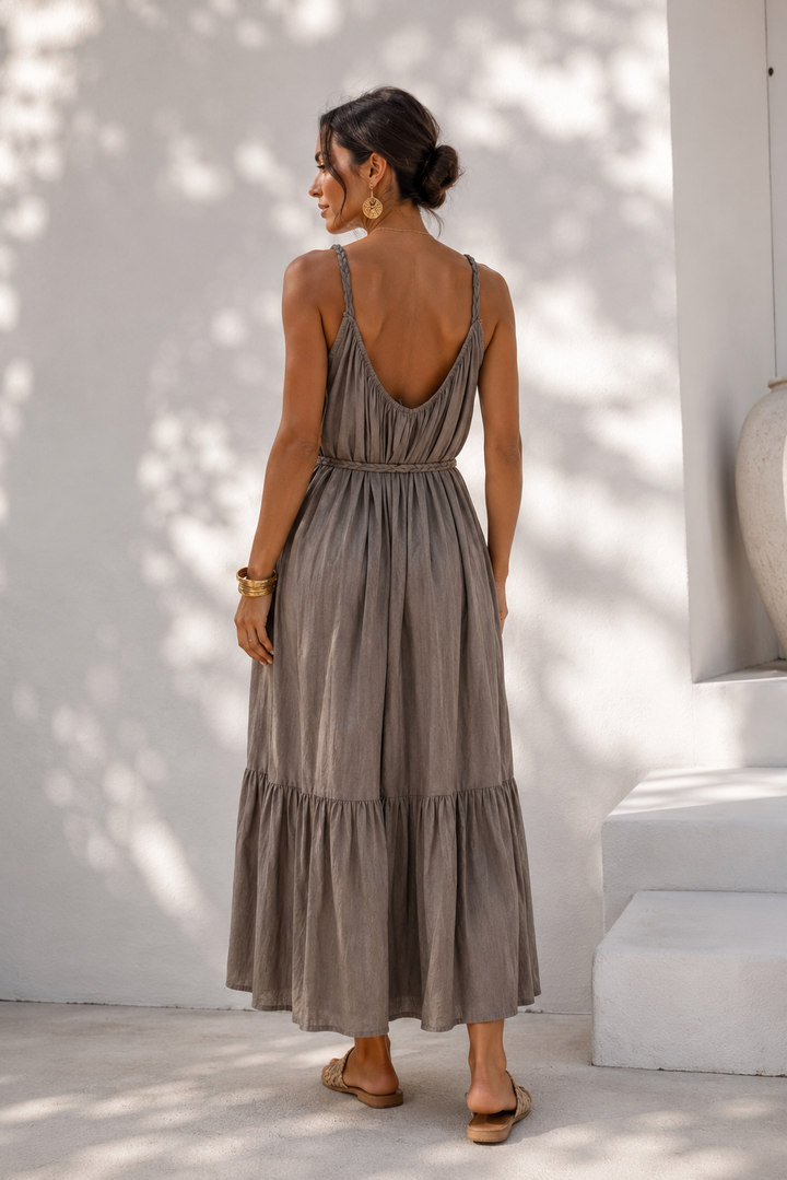 Margot Plait Belt Dress Mocha