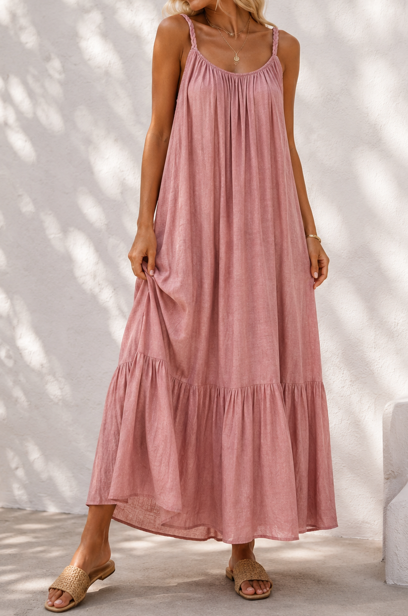 Margot Plait Belt Dress Blush