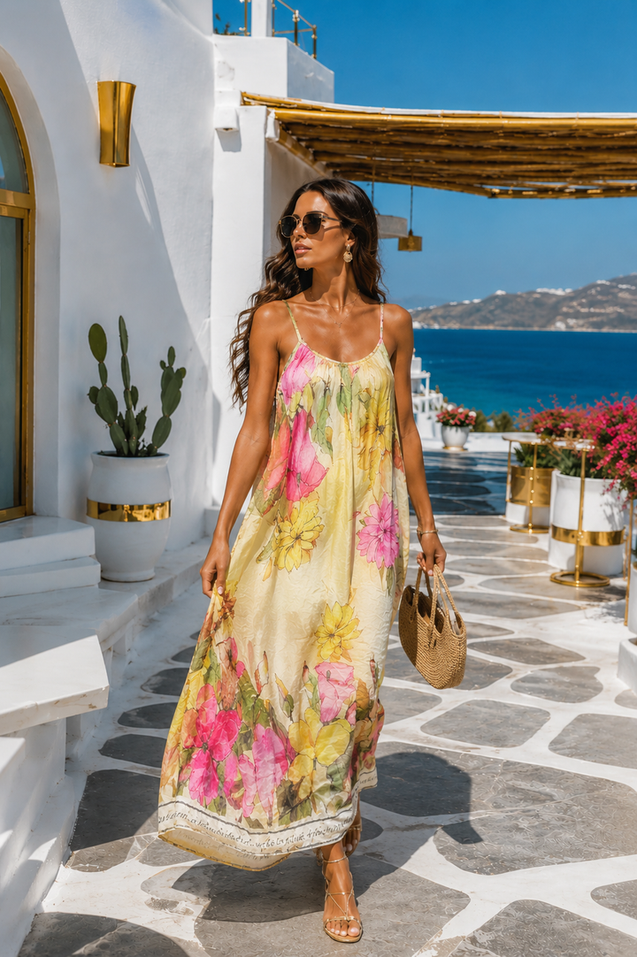Amadora Floral Maxi Dress Lemon