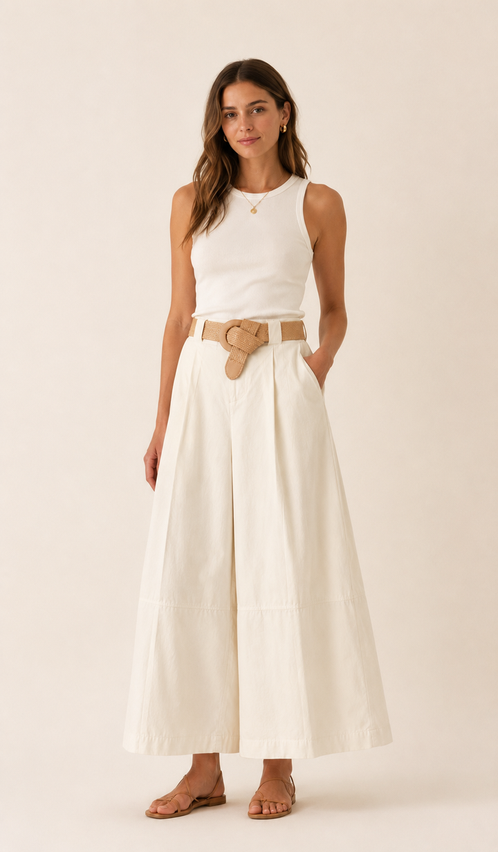 Erica Belted Culottes Beige