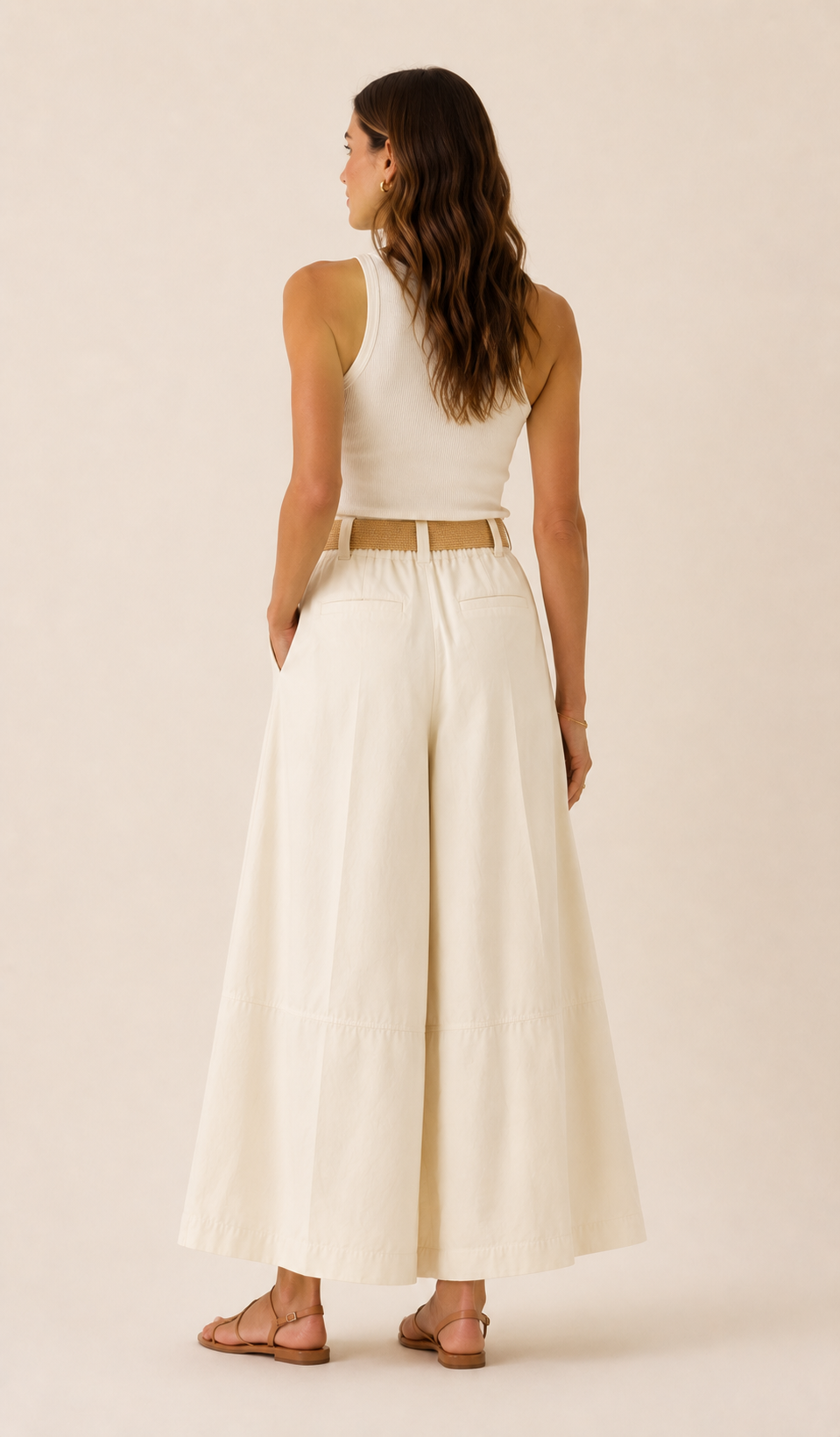 Erica Belted Culottes Beige