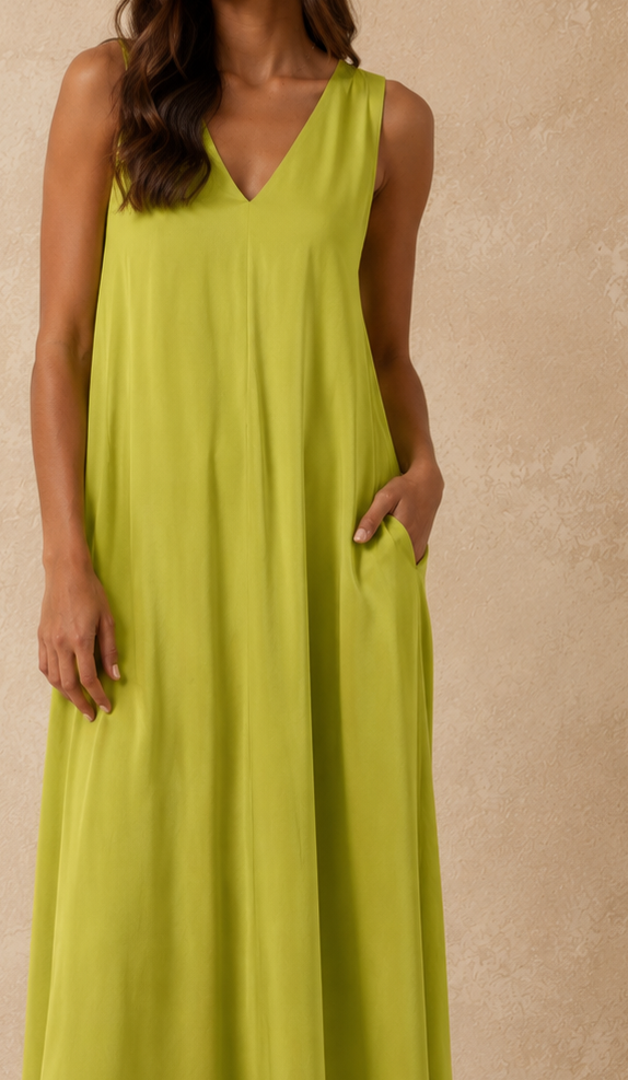 Viola V Neck Dress Lime