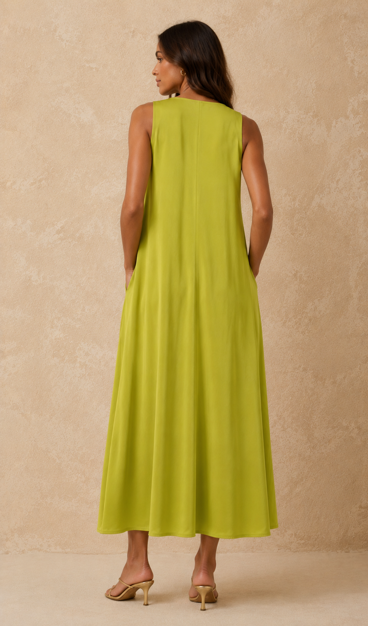 Viola V Neck Dress Lime