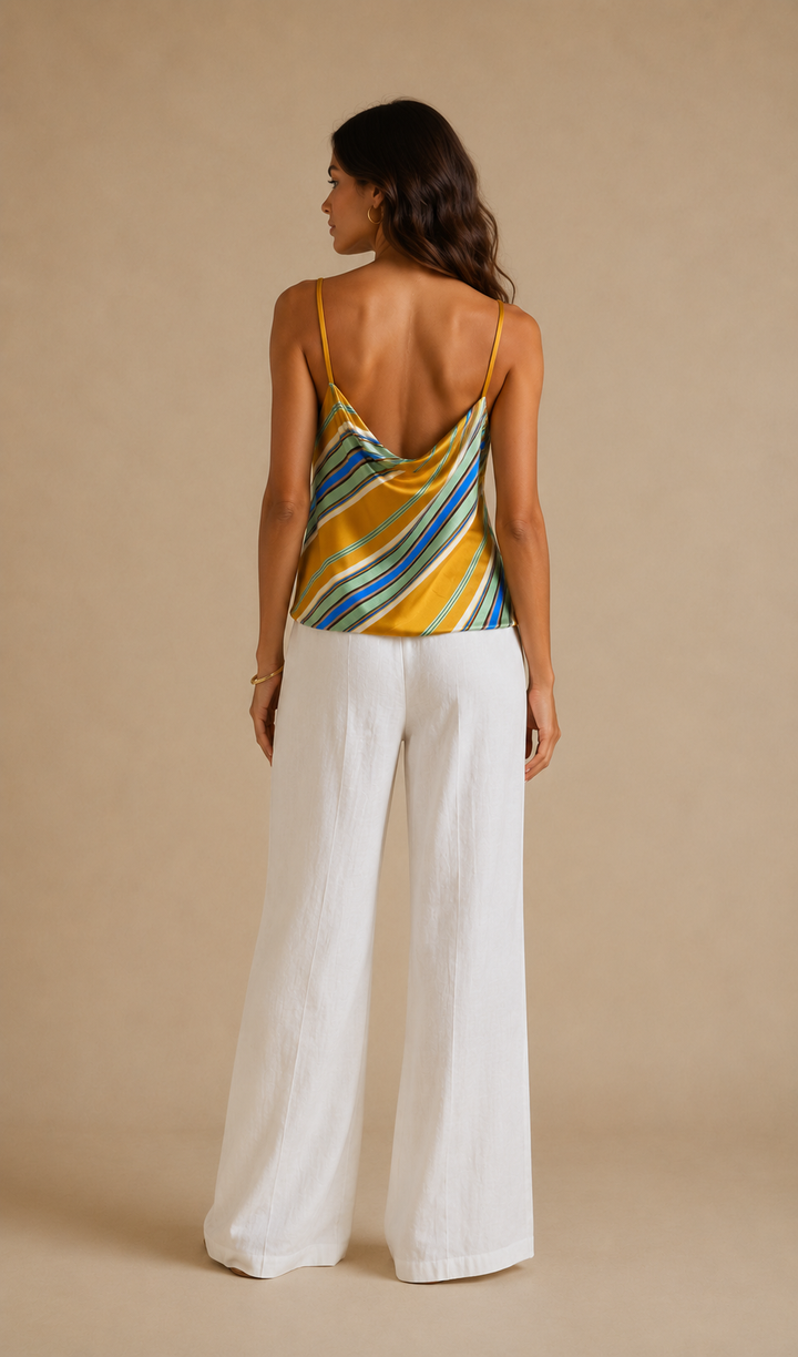 Cosima Silky Stripe Top Ochre