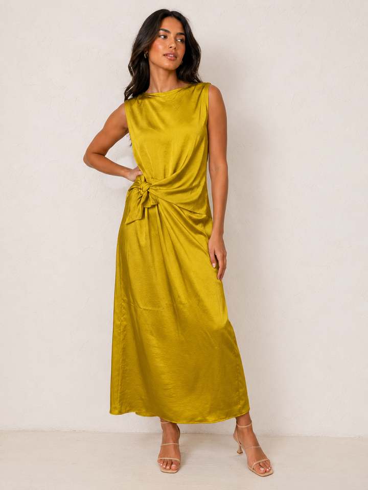 Evelina Side Tie Dress Ochre