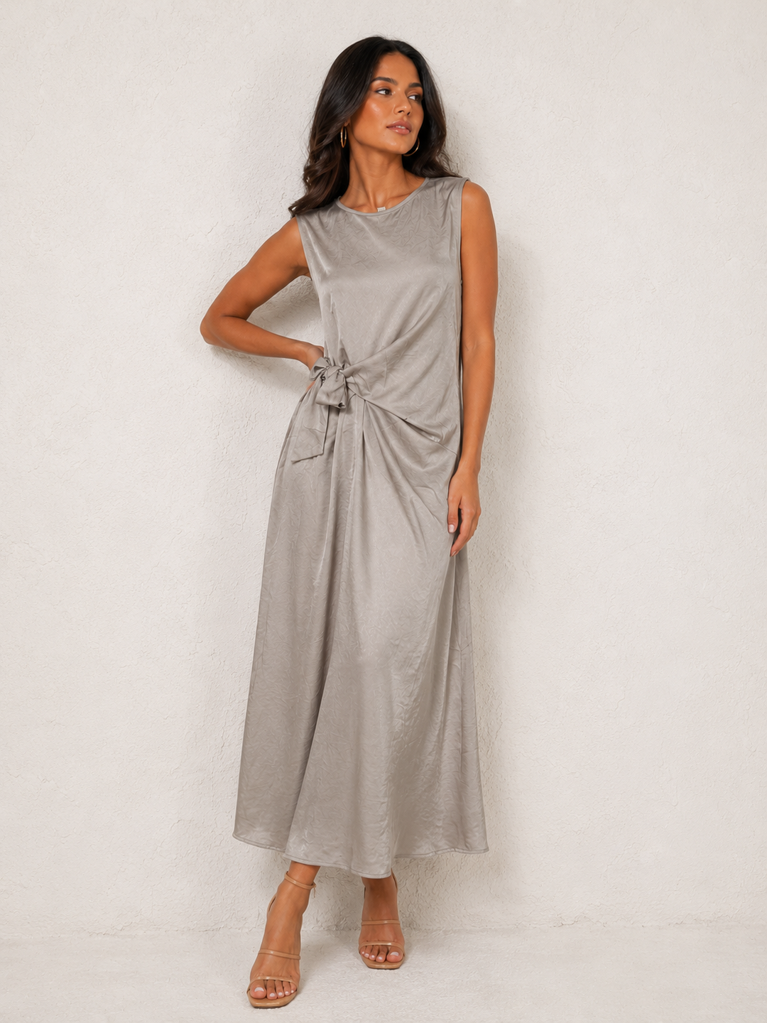 Evelina Side Tie Dress Champagne