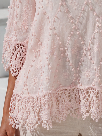 Romola Crochet Edge Top Pink