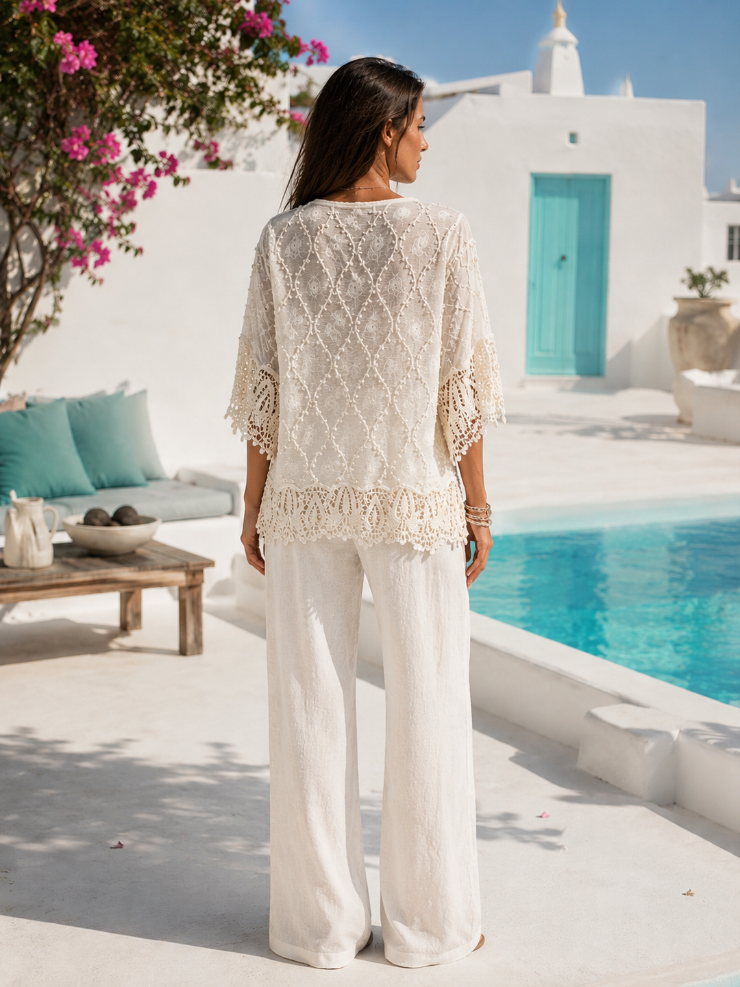 Romola Crochet Edge Top Cream