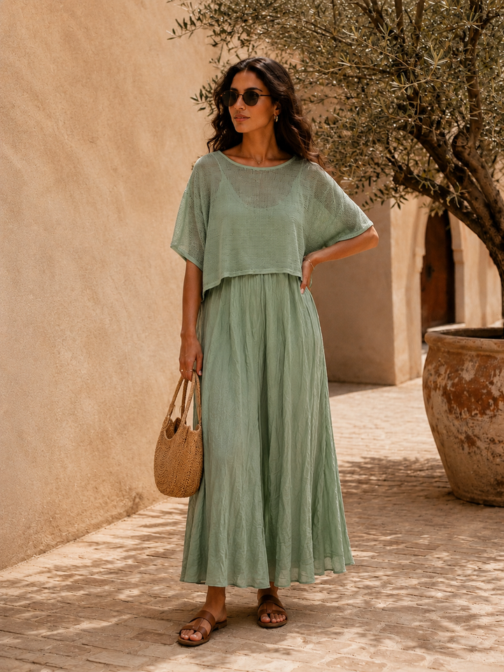 Rosalba Handkerchief Dress Set Khaki
