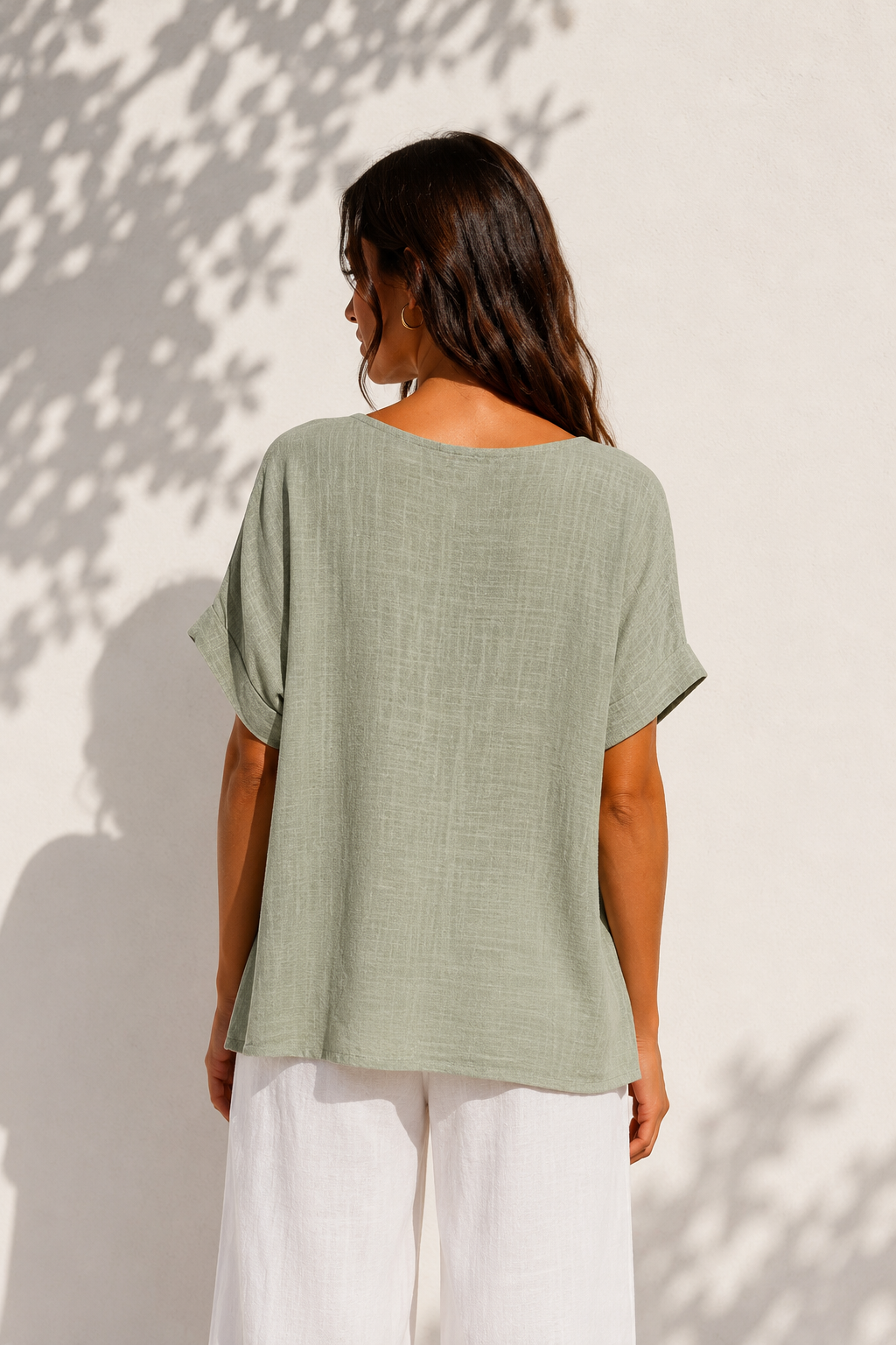 Tessa Cotton Cross Layering Top Khaki