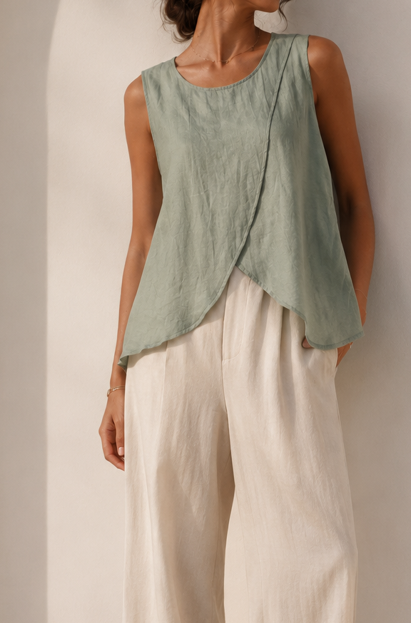 Gracelyn Linen Top Khaki