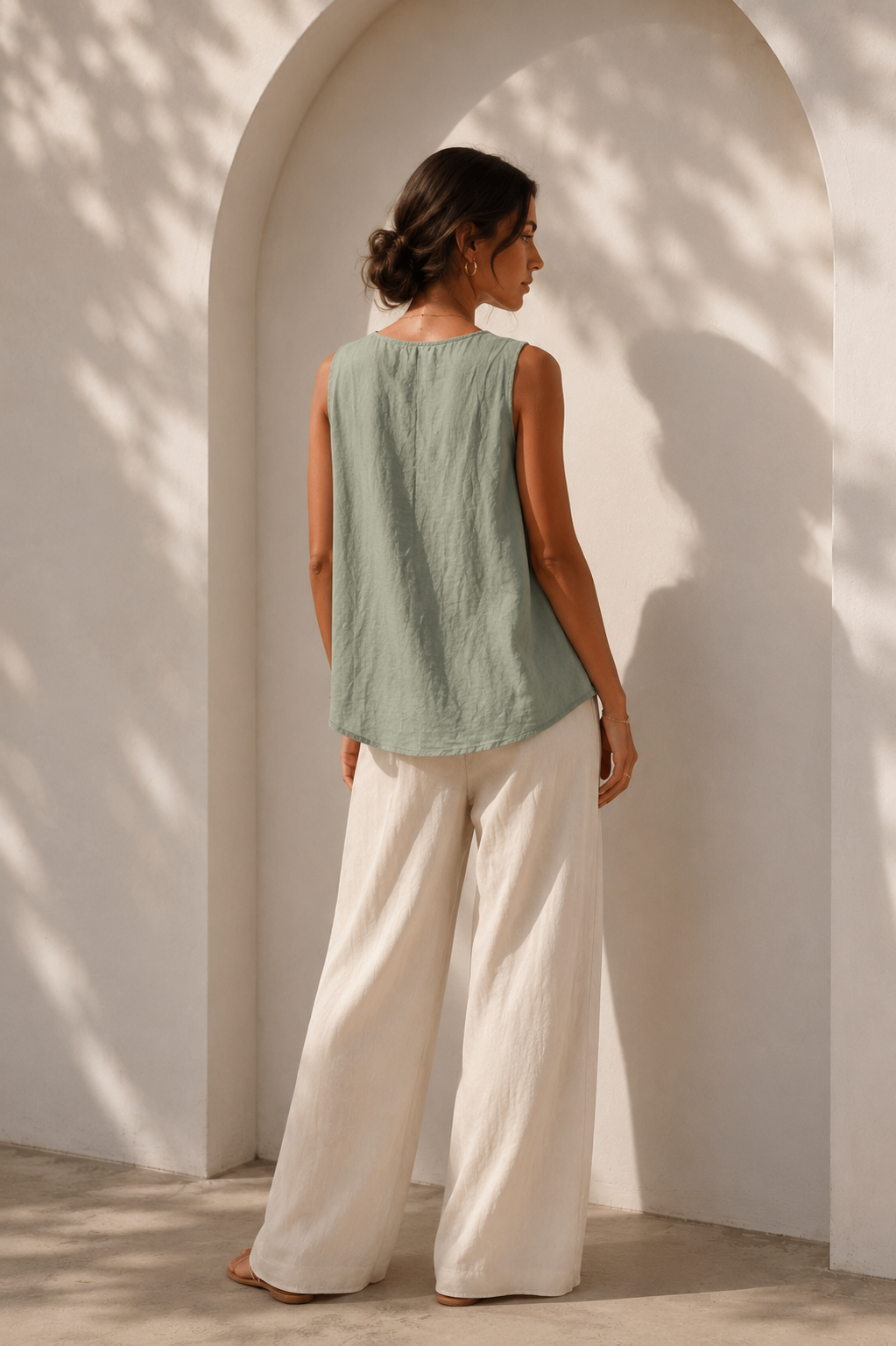 Gracelyn Linen Top Khaki