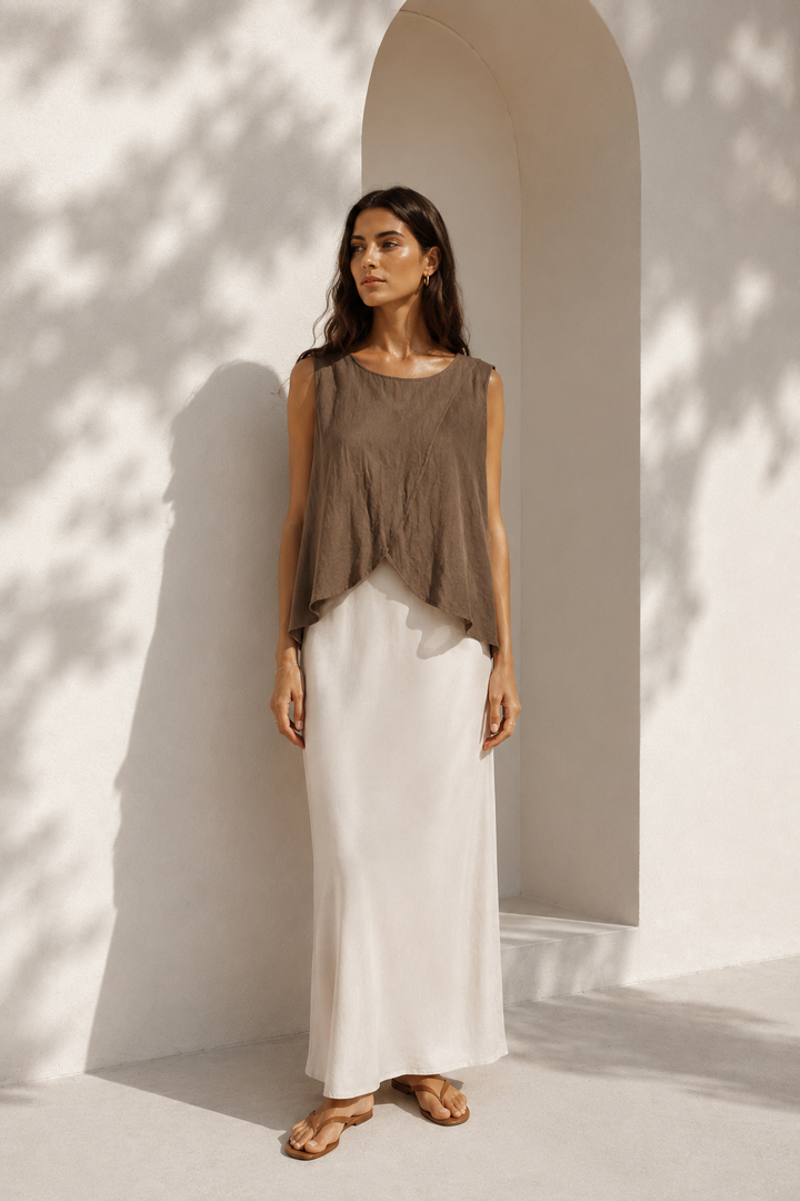 Gracelyn Linen Top Chocolate