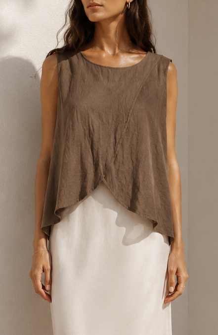 Gracelyn Linen Top Chocolate